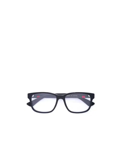 Gucci Web Trim Rectangle Glasses In Gray