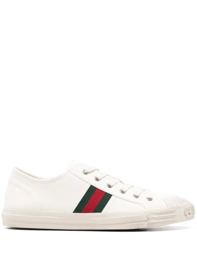 Gucci Stripe Detailed Low-top Sneakers In White