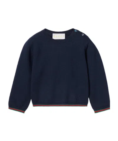 Gucci Web-trim Sweater In Blue