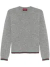 Gucci Cashmere Sweater Luxe Web Ribbon In Grey