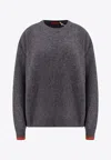 Gucci Grey Web Detail Wool Sweater In Gray