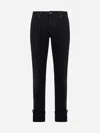 Gucci Men Web Turn-up Slim-fit Jeans In Dark Grey