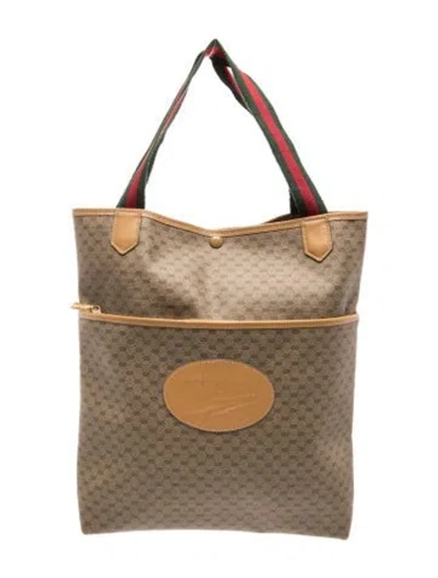 Pre-owned Gucci Web Vintage Micro Gg Web Tote In Neutral