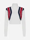 GUCCI WEB VISCOSE KNIT MOCK SWEATER