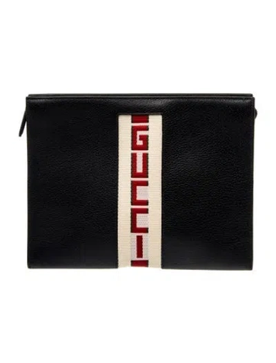 Pre-owned Gucci Web Web Pouch In Black