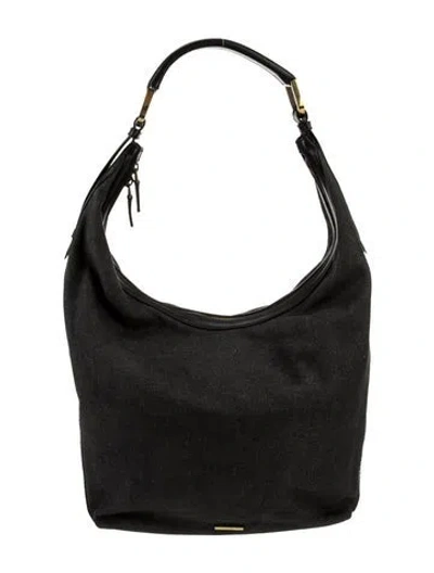 Pre-owned Gucci Web Web Sherry Line Hobo Bag In Black
