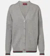 Gucci Wool And Cashmere Cardigan With Web Detail In Grey