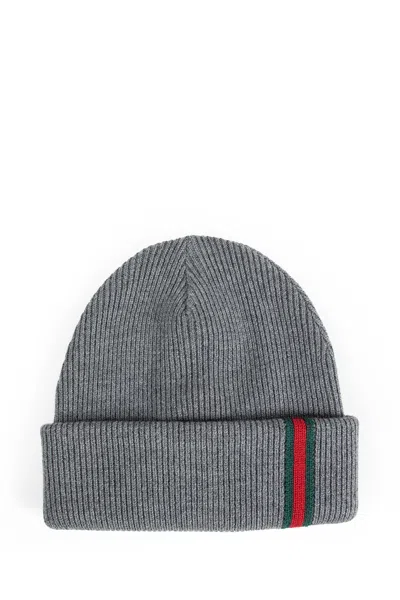 Gucci Web Wool Beanie In Gray