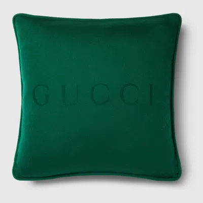 Gucci Web Wool Cushion In Green
