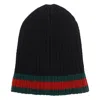 Gucci Sylvie Web Ribbed Knit Beanie In Black