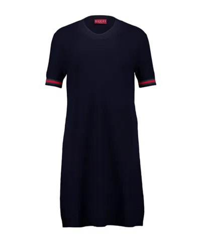Gucci Web Wool Mini Dress In Black