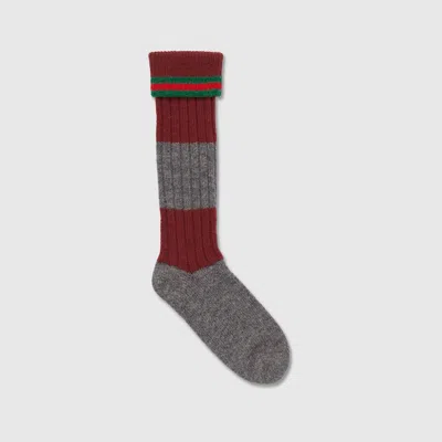 Gucci Kids' Web Wool Socks In Gray