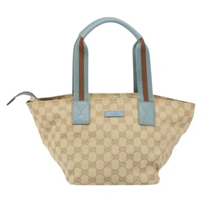 Pre-owned Gucci Web Zip Tote Gg Canvas Beige Canvas Tote Bag Bag () In Sand