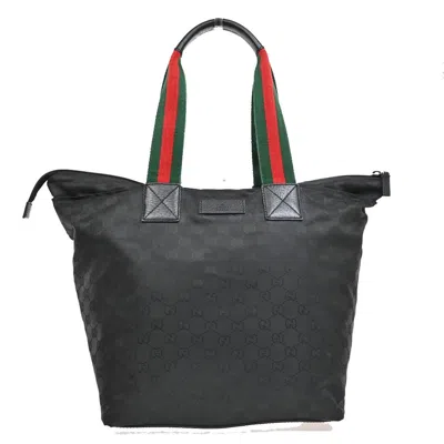 Pre-owned Gucci Web Zip Tote Gg Canvas Black Canvas Tote Bag Bag ()