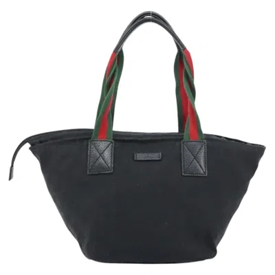 Pre-owned Gucci Web Zip Tote Gg Canvas Black Canvas Tote Bag Bag ()