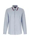 Gucci Oxford Shirt Web Collar Long Sleeves In Blue