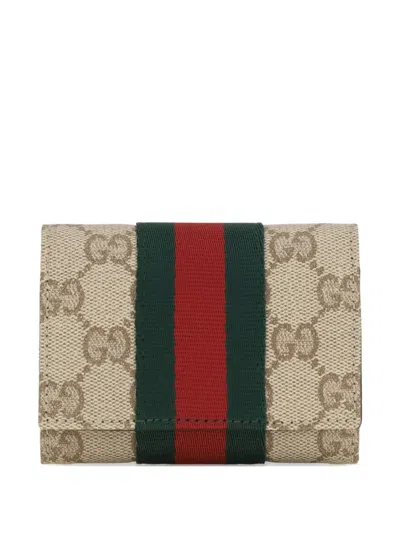 Gucci Web-detail Bi-fold Card Holder In Neutral