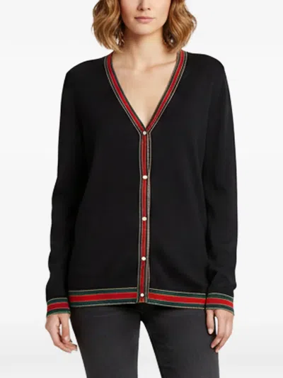 Pre-owned Gucci Web-detail Cardigan In 蓝色