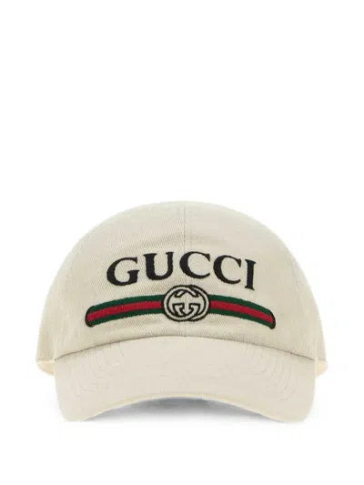 Gucci Web-detail Logo-embroidered Baseball Cap In Neutral
