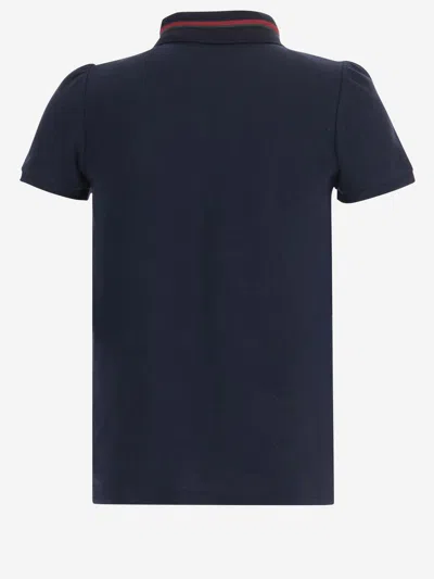 Gucci Web-detailed Stretch Cotton Piqué Polo Shirt In Blue