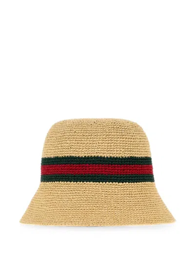 Gucci Web-stripe Bucket Hat In Brown