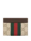 Gucci Card Holder With Web Stripe In Neutral