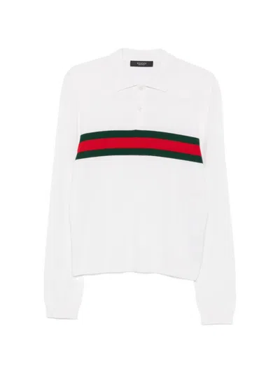 Gucci Poloshirt Mit Webstreifen In White