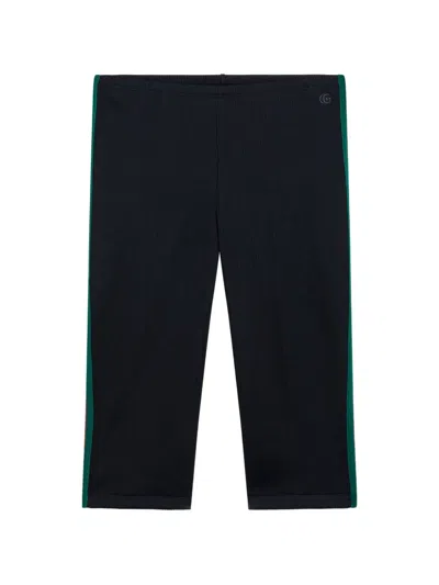 Gucci Web-stripe Cropped Trousers In Blue