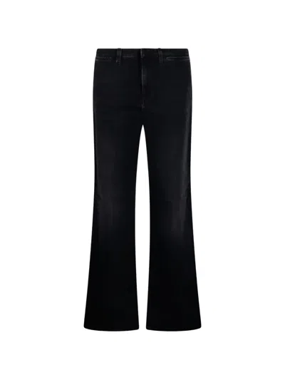 Gucci Web-stripe Flared Jeans In Black