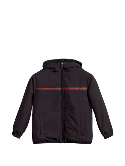 Gucci Kids' Web-stripe Hooded Jacket In Blue