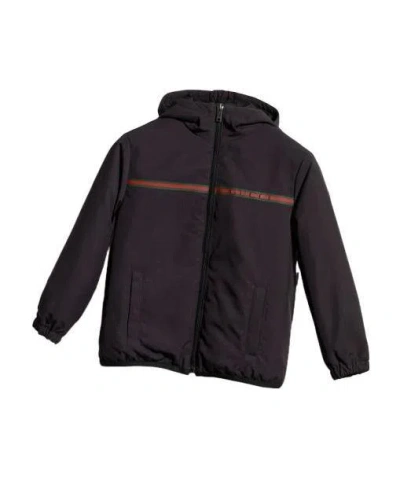 Gucci Kids' Web-stripe Hooded Jacket In Brown