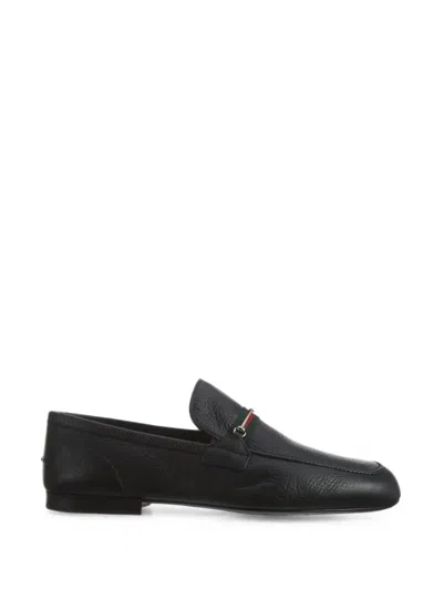 Gucci Web-stripe Horsebit Loafers In Black