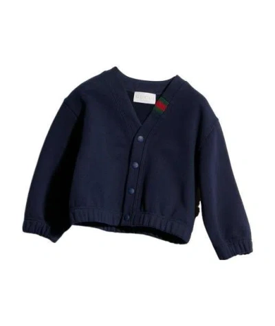 Gucci Web-stripe Jersey Cardigan In Blue