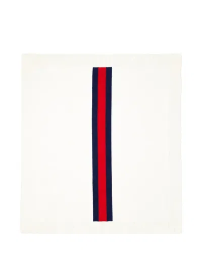 Gucci Web-stripe Knit Blanket In Neutrals