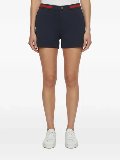 Pre-owned Gucci Web-stripe Knit Shorts In Blue