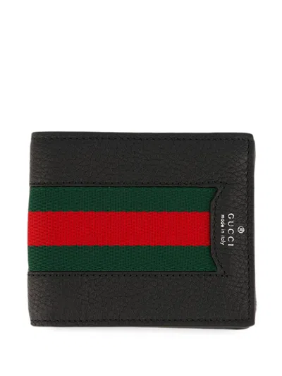 Gucci Web Trademark Bi-fold Wallet In Black