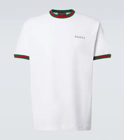 GUCCI WEBSTRIPE LOGO COTTON JERSEY T-SHIRT