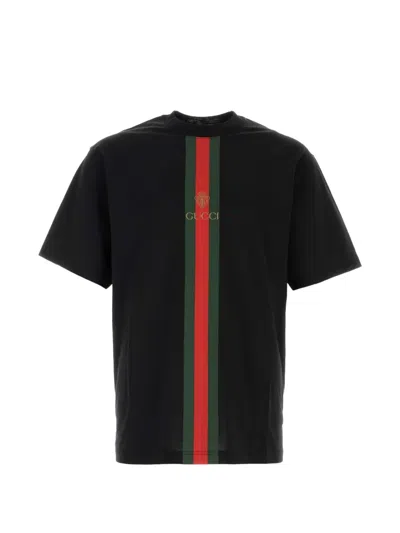 Gucci T-shirt Aus Baumwolljersey Mit Print In Black