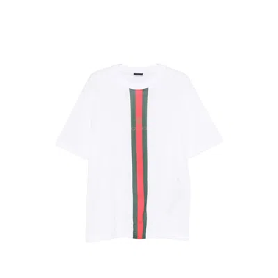 Gucci Web-stripe Logo-print T-shirt In White