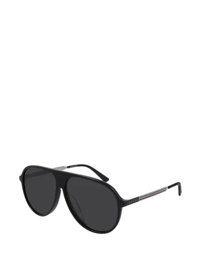 Gucci Web-stripe Pilot-frame Sunglasses In Black