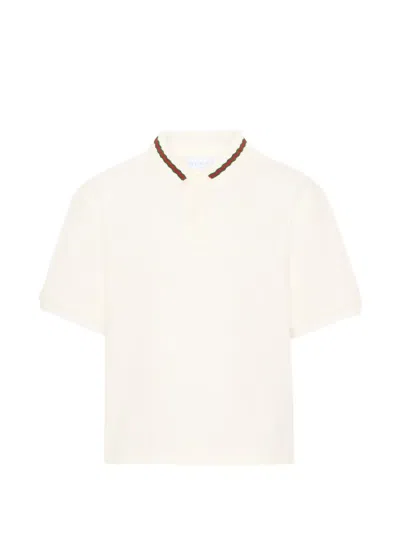 Gucci Kids' Web-stripe Polo Shirt In White