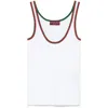 Gucci Women White Ribbed Top With Web Detail On The Edges In Cotton Woman In Red