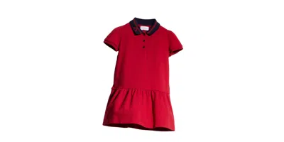 Gucci Web-stripe Ruffled Dress In Red