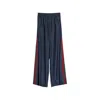 Gucci Technical Silk Poplin Pants With Web In Blue