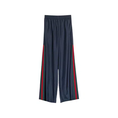 GUCCI WEB-STRIPE SILK TROUSERS