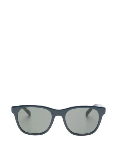 Gucci Web-stripe Square-frame Sunglasses In Blue
