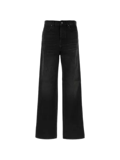 Gucci Web-stripe Wide-leg Jeans In Black