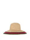 Gucci Web-stripe Woven Straw-effect Hat In Multi