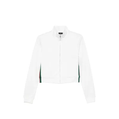 Gucci Web-stripe Zip-up Cardigan In White