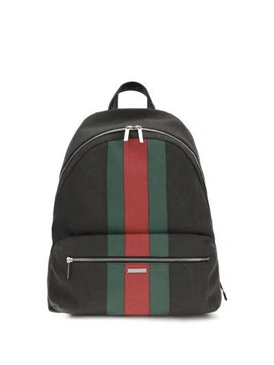 Gucci Web-striped Fabric Backpack In Brown